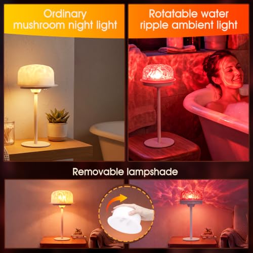 Image of Neoglint Waterproof Shower Lamp, RGB Water Ripple Projector Light | IP65 Waterproof Ocean Wave Bathroom Lamp, 4000mAh Battery, 16 Colors and 3 Warm Whites, Quiet Rotation Timer