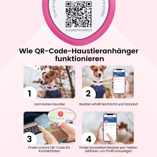 PawView Personalisierte Silikon Hundemarke qr code & NFC-wasserdichte, geräuschlose Für kleine, mittelgroße und große Hunderassen mit Online-Profil,Gegen Verlust,Finder Scannt ohne App DE