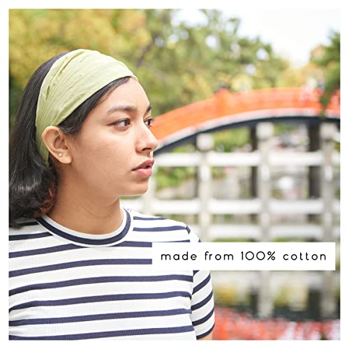 CHARM Womens Cotton Bandana Headband - Yoga Elastic Head Cover Boho Hair Scarf Black2