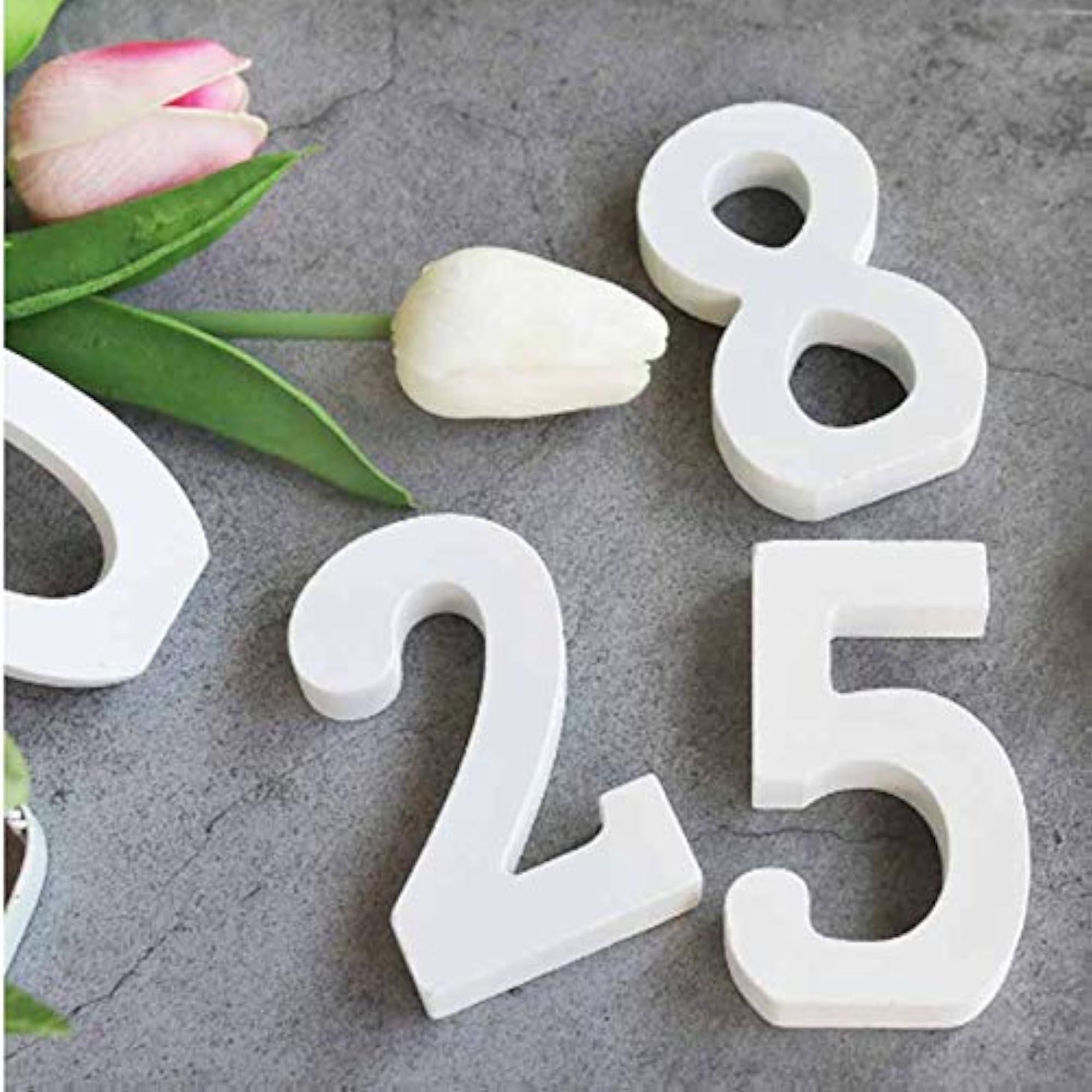White Wooden Number 5" DIY Craft Ornament for Decor