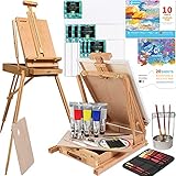 MEEDEN Deluxe Oil Painting Supplies with French Easel, 200ML/6.76 oz Oil Paint Set, Oil Paintbrushes, Stretched Canvases, Canvases Panels & Accessories for Adults, Beginner & Professional Artists
