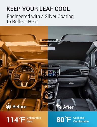 Image of Proadsy 2026 Upgrade Windshield Sun Shade Custom Fit 2018-2025 2026 Nissan Leaf Foldable Front Sunshade Protector Sun Visor Blocks UV Rays Keep Car Cooler