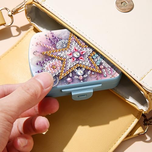Image of ARTopet Diamond Art Painting Mini Storage Box with 6-Grid Creative Design Compact Portable Small Case for Purse Travel Daily-Pentagram