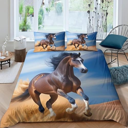 Ensemble housse de couette cheval avec impression 3D haute définition pour lit 2 personnes - 2