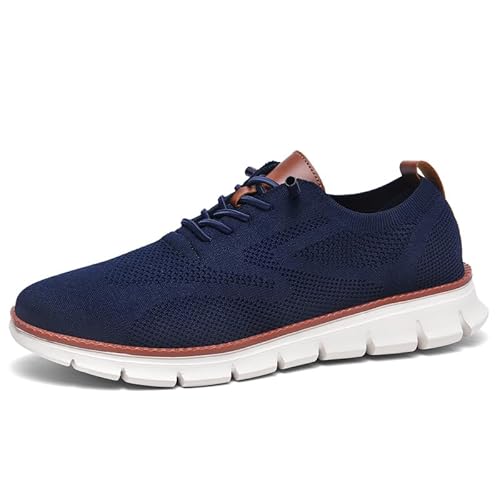 Wearbreeze - Tenis Oxford casuales de negocios para hombre, zapatos de vestir ligeros con cordones para el trabajo, viajes y viajes diarios, Azul, 43 EU Wearbreeze - Tenis Oxford casuales de negocios para hombre, zapatos de vestir ligeros con cordones para el trabajo, viajes y viajes diarios, Azul, 43 EU