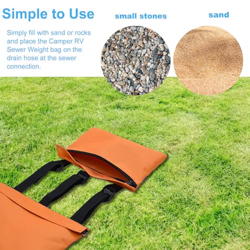 Image of Unifizz RV Sewer Weight Bag for RV Camper Trailers Reduces Accidental Spillage RV Hose Fastening Device with Reflective Strip Septic Hose Weight Bag RV Hose Support Sewer Hose Weights Hold down
