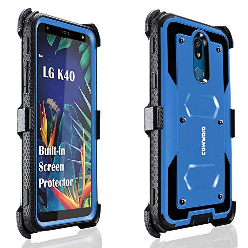 Covrware Aegis Series Case For Lg K40 / Xpression Plus 2 / Harmony 3 / Solo Lte / K12 Plus / X4 2019 Built-In Screen Protector Heavy Duty Full-Body Rugged Holster Armor Case Belt Clip Kickstand, Blue #TOP3