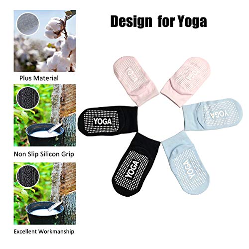 image for RIBIKA Yoga Socks for Women Non-Slip Grips & Straps Ideal for Pilates 