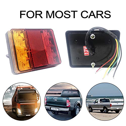 WyldSenc 2 Stück Heckanhänger Rücklicht 12V, 8 LED Universal Wasserdichtes Rücklicht, Warnlicht Rückleuchten für Landwirtschaftliche Fahrzeuge LKW