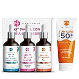 PUREZA NATUR Kit que incluye paquete serums celulas madre, Vitamina C y ácido hialuronico + Protector solar FPS 50+...