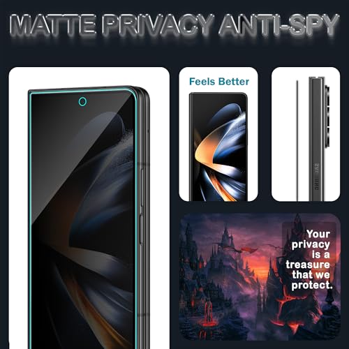 Image of ArmourPro Matte Privacy Tempered Glass for Samsung Galaxy Z Fold 4 - Anti Spy Anti Glare Screen Protector, 9H Scratch Resistant, Smooth Touch, Full Coverage
