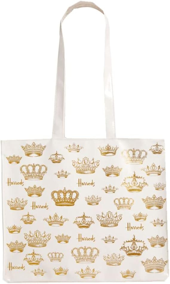 Amazon Harrods ハロッズ ゴールドクラウンショルダーバッグ 横長 トートバッグ 肩掛け Harrods ハロッズ トートバッグ