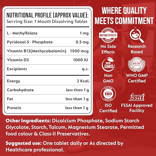 Image of Vitamin B12 1500mcg Tablets - Fast Absorbing Mouth Dissolving Supplement - Delicious Mango Flavor - 90 Count - High Potency for Energy, Metabolism & Immune Support