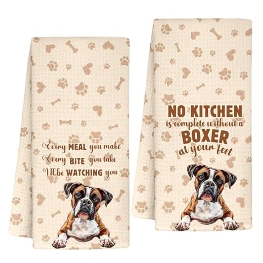 InnoBeta Boxer Dog Gifts, Boxer Mom Gifts, Kitchen Towel 2 Pack with Boxer Dog, 16x24 in Microfiber Dish Tea Towel, Hand Towel Gifts for Housewarming, Birthday, Christmas