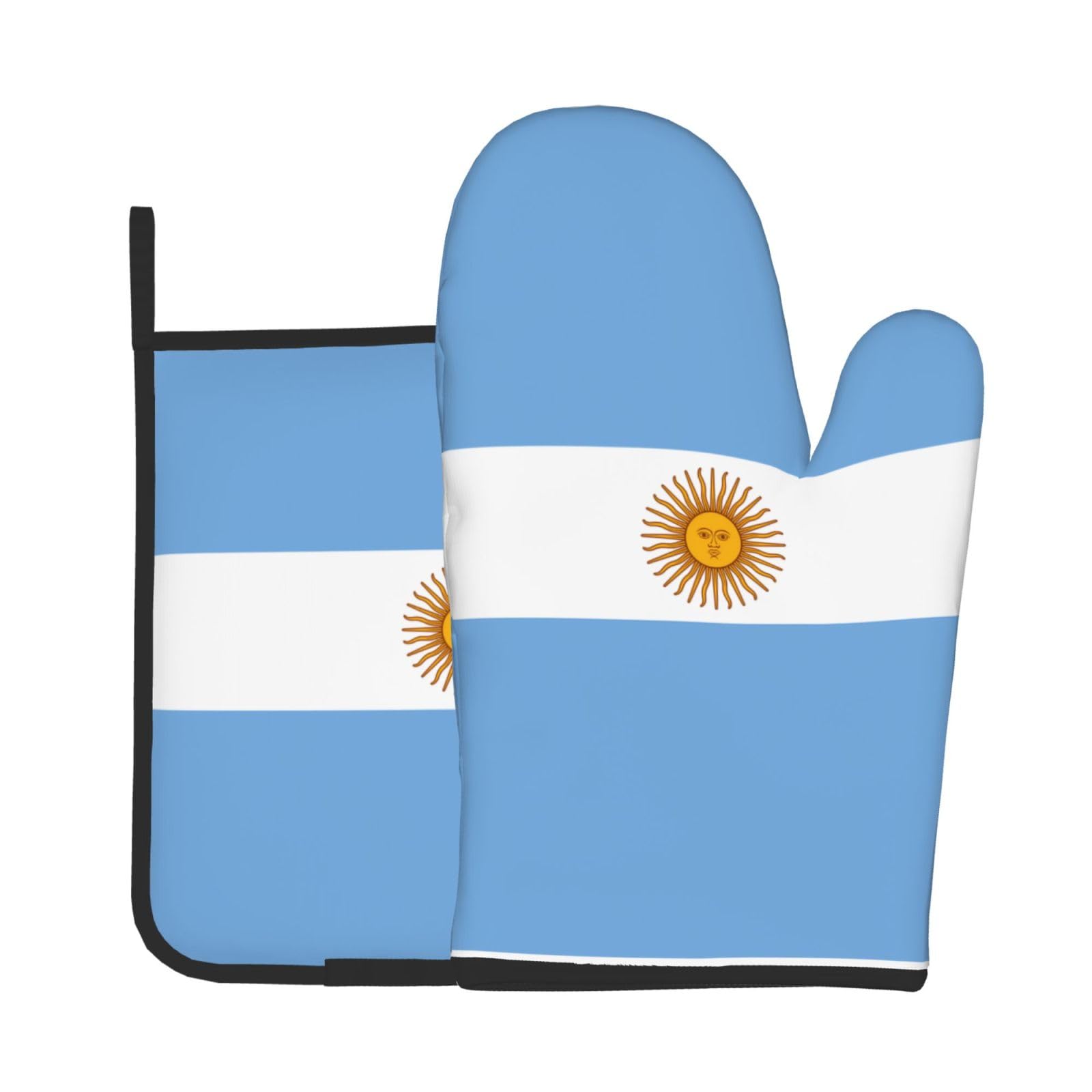 Oven Mitts and Potholders Set of 2 for Kitchen Baking Cooking GrayArgentine Flag Thick and Durable