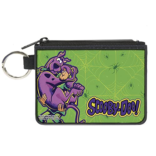 Coin Purse Canvas Scooby Doo Shaggy Carrying Scooby Pose and Spider Webs Greens