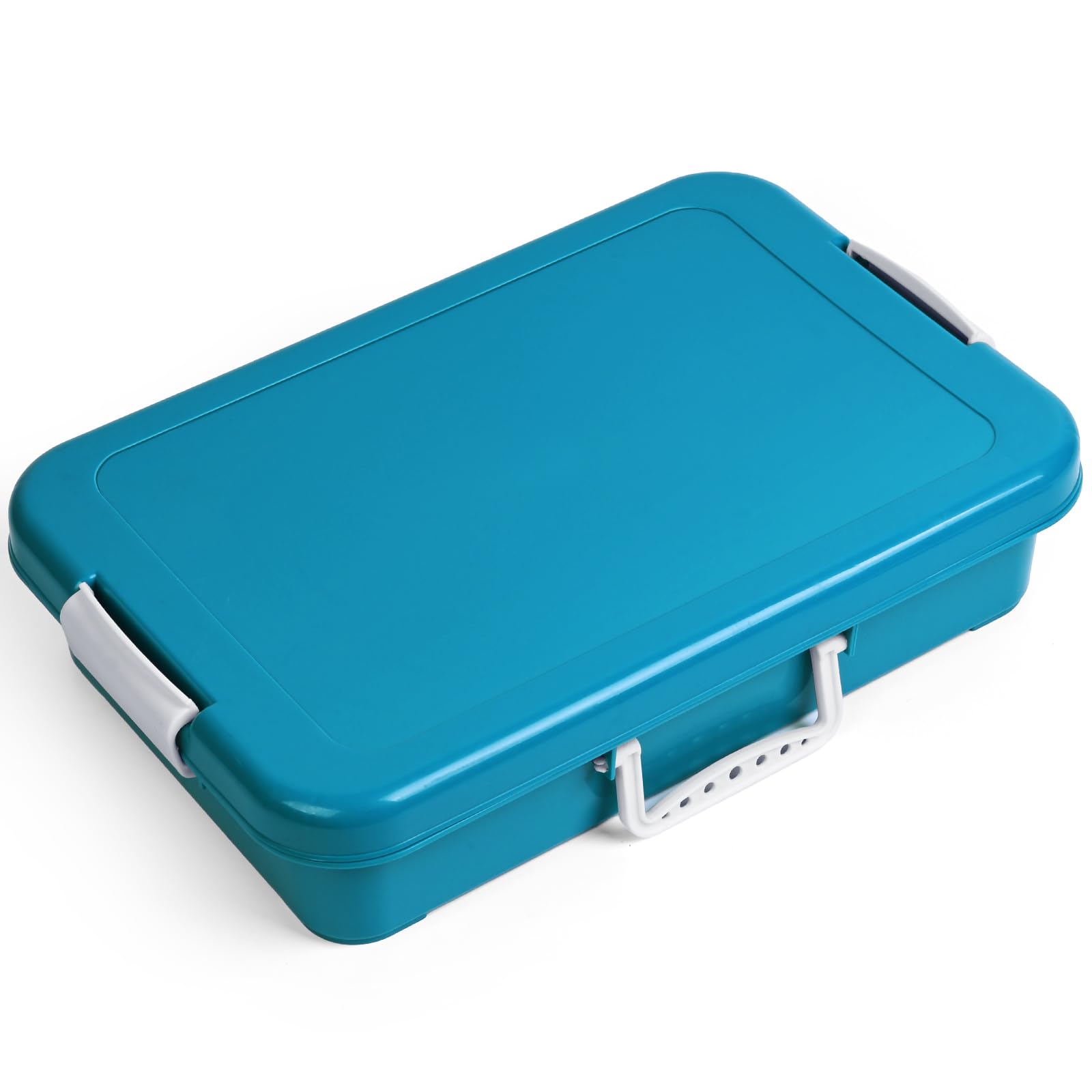 Plastic Activity Tray with lid for Slime, Beads, Sand and Sensory Toys – 15 Inches (Teal)