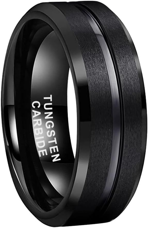 TUTISS 6mm 8mm Silver/Black/Blue/Gunmetal/Gold/Rose Gold Tungsten Rings for Men Women Fashion Engagement Wedding Bands Matte Finish Beveled Edges Comfort Fit