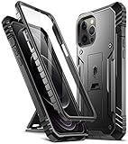 Poetic Compatible for iPhone 12 Pro Max Phone Case, [Military Grade Drop Protection], Shockproof Protective Cover with Kickstand and Built in Screen Protector, [Revolution Case for Women, Men], Black