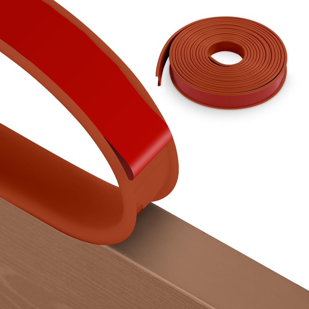 flintronic 3m*9mm U-Shape Flexible Furniture Edge Banding, Baby Safty Baby Edge Protector, Self Adhesive TPE Wood Edging Tape, DIY Furniture Edges Trim for Table, Cabinet, Furnitures (Brown)