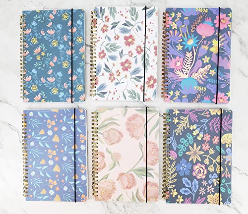 Zegrox A5 Spiral Notebook Journals, Hardcover Spiral Journal, Thick Paper 5.75"X 8.35", 160 Pages, Cute Blooming Floral, Back Pocket, For Gifts, Office, School Supplies #TOP6