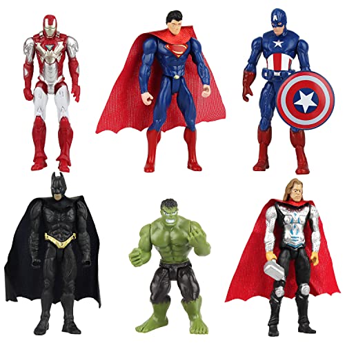 Marvel Figuren set, Mini Avengers Figuren 6 Stück Marvel Figuren Klein Marvel Tortendeko Figuren für Kinder Junge Geburtstags Kuchen Dekoration Party Autodekoration Kuchenaufstecker