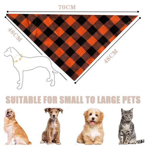 4er Set Klassisches Kariertes Hundehalstuch aus Baumwolle - Tsathoggua Hunde Dreiecks Halstuch - Verstellbares Bandana Dreieckstuch für Hunde in verschiedenen Größen