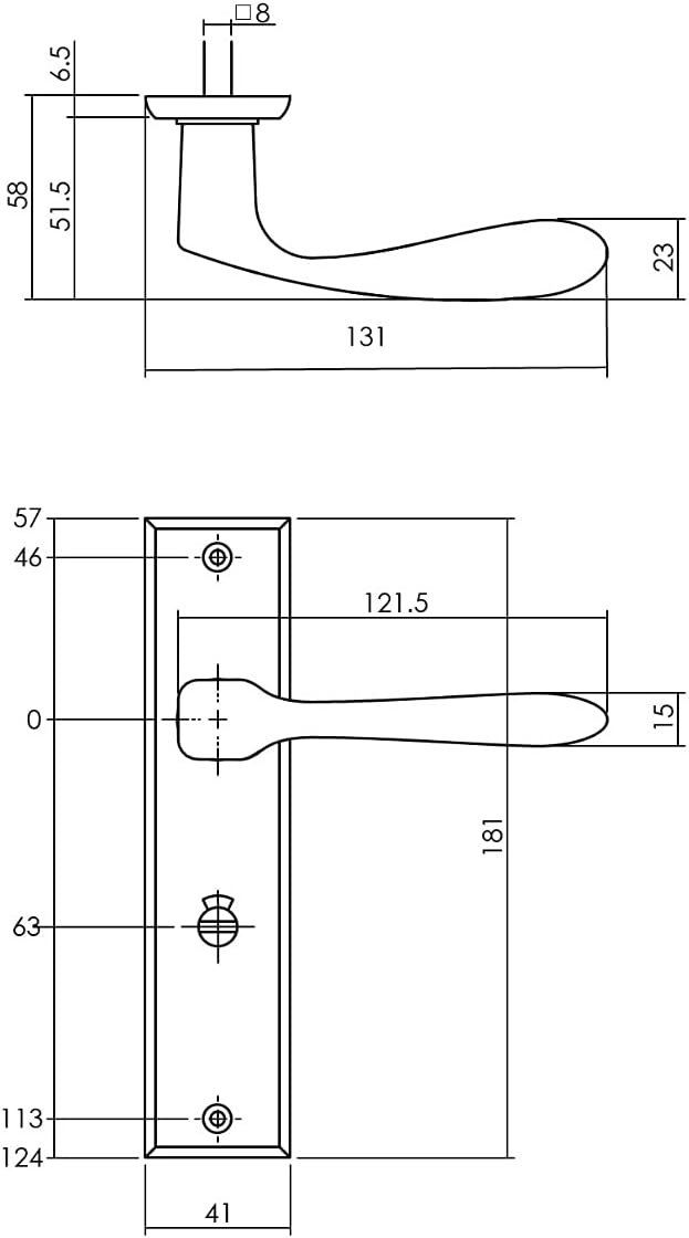 Banana Door Knocker with Shield 181x41x7mm WC63/8mm Mat Black