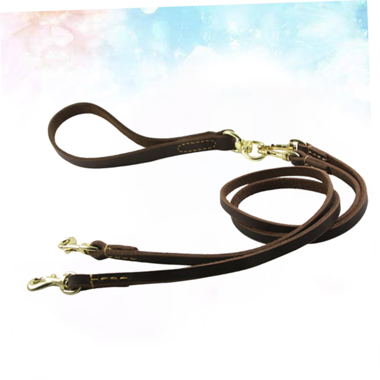 Laisse Double Tête pour Chien et Chiot, Cuir 1 Pièce 1,6x120 Cm