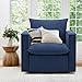 COLAMY Swivel Accent Chair Set of 2, 34 Inches Wide Upholstered Arm Chair with Plump Back Pillow, Modern Sofa Living Room Chair for Bedroom, Corner, Reading Nook-Blue