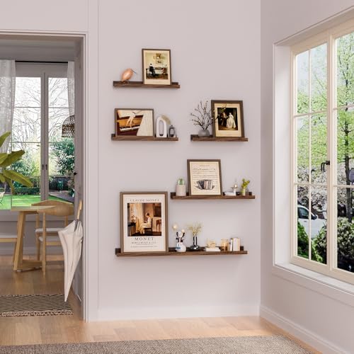 Heimlove 24 Inch Picture Ledge Shelf with Lip Set of 8 Walnut by Heimlove - Used condition - Image 2