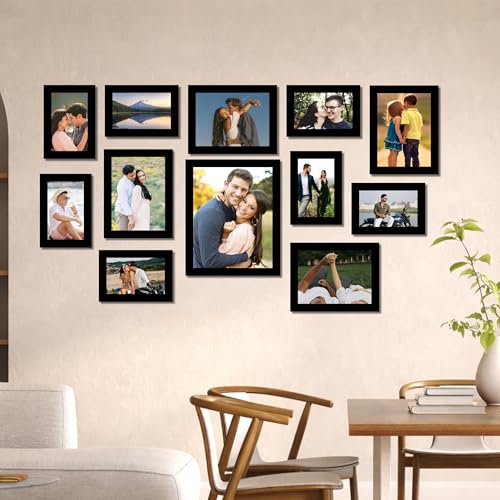 Image of Art Street Nebula photo frame Set of 12 Individual Wall Photo Frames - Black(4X6-7 UNIT, 6X8-4 UNITS, 8X10- I UNIT)