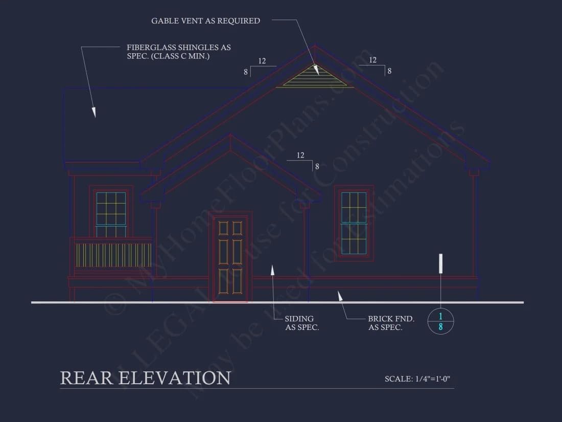 10-1037 House Plan - Traditional Cottage Home Plan - 2-Bed, 1-Bath, 950 SF
