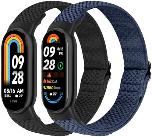 BTTNG Elastische Nylon Armband Nur Kompatibel mit Xiaomi Smart Band 10/9/8, Verstellbare Dehnbare Armbänder Sport Ersatz Armband für Xiaomi Mi Band 8/Mi Band 9/Mi Band 10 Herren Da