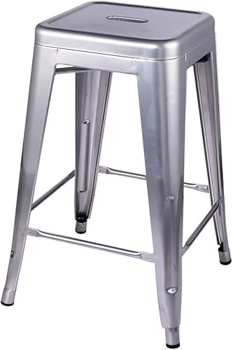 Miniatura 51 de GIA Taburete de mostrador sin respaldo de 24 pulgadas, cantidad de 4, bronce con asiento de madera clara Negro -,Café,Gris,gris, (Gun