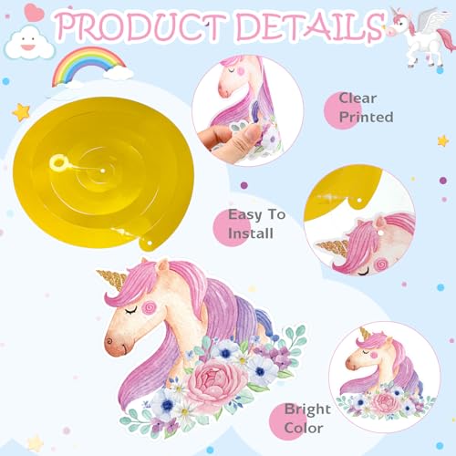 Image of 72 Pcs Unicorn Hanging Swirl Decorations Unicorn Birthday Party Decoration Rainbow Castle Cloud Flower Ceiling Decorations Foil Swirls for Home Office Party Favors Supplies