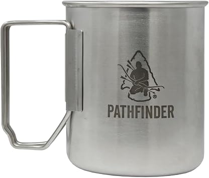 The Pathfinder School Stainless Steel Nesting Cup & M34 Scout Canteen - Survival Gear and Supplies - Bushcraft Gear Camping Essentials - Hiking Water Bottle - Camping Canteen- Backpacking Kit