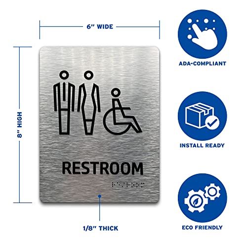 Brushed Aluminum Restroom Sign (Modern - Brushed Aluminum)