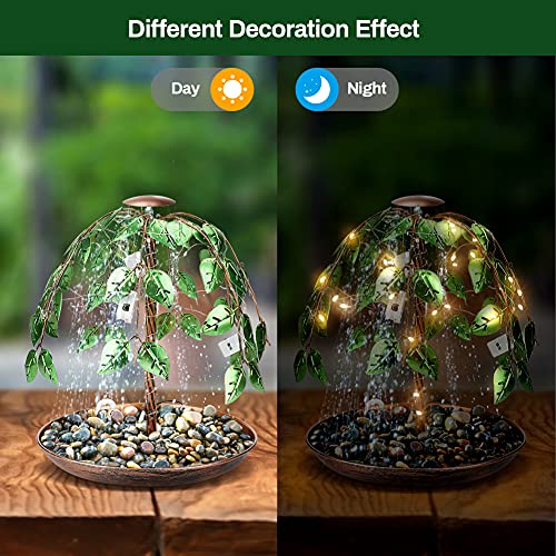 CestMall 12 Inch Tree of Life Fountain, Iron Waterfall Fountain with 4 LED Light Strings, Electric Fountain with Tray and Water Pump for Home Indoor and Outdoor Garden Decoration - Thumbnail 5