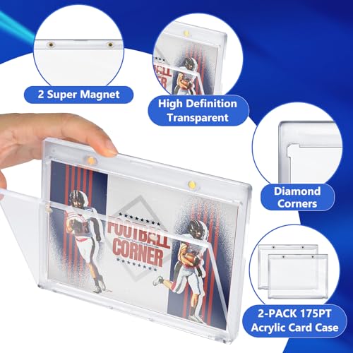 Image of DEDC Vertical Booklet Magnetic Case Storage Magnet Card Holder Cardholder 175PT One Touch Trading Baseball Cards Protector UV Protection Display Showcase No PVC(2CT-134mm)
