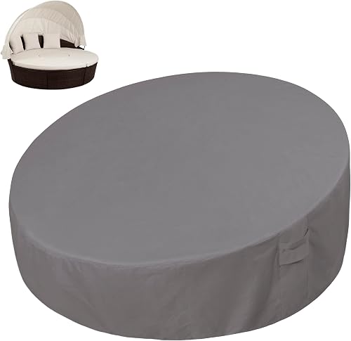 Easy-Going Heavy Duty 600D Outdoor Round Daybed Cover 75 Inch Waterproof UV Resistant Grey