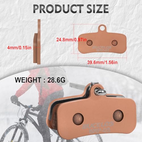 Image of BUCKLOS Bike Disc Brake Pads 4 Piston Pads for Shimano D02S D03S Saint | BRP-05 bicycle disk brake pads, fit mountain road bike,ebike,scooter, Shimano Saint Deore Tektro TRP