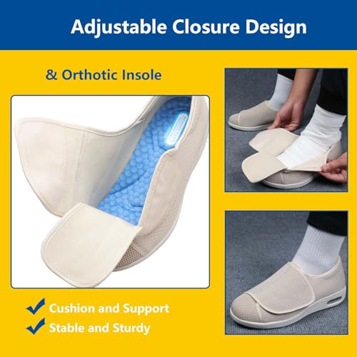 Diabetic Shoes Width Shoe for Elderly Women,Adjustable Closure Lightweight Breathable Swollen Feet Walking Edema Sneakers2