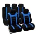 FH Group FH-FB070115+FH2003 Sports Fabric Car Seat Covers, Airbag Compatible and Split Bench w. Leather Steering Wheel Cover Blue- Fit Most Car, Truck, SUV, or Van