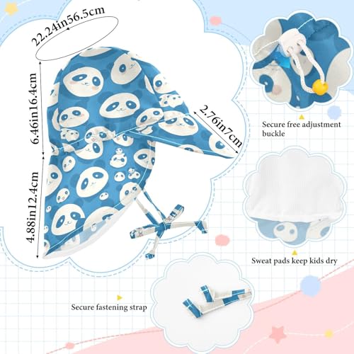 Kids Sun Hat Boy Water Hats Girls Sun Protection Wide Brim Travel Essentials Cartoon Cute Blue Panda4
