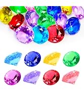 cntjv 28 Pcs Diving Gems Pool Toys 1.57in Large Colorful Diamond for Kids Acrylic Pirate Treasure...