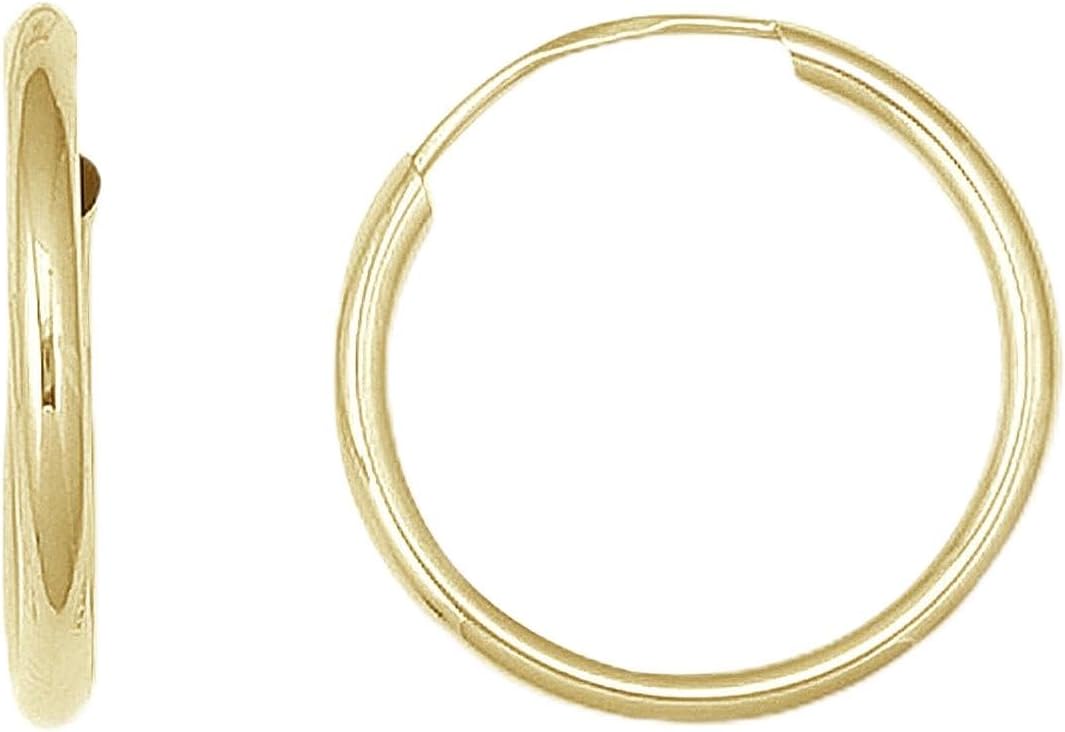 Ritastephens 14k Yellow Gold Tubular Endless Hoops Hoop Earrings 1.25mm (16 Millimeters)