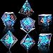 AUSTOR 7-Die DND Dice Set, Handmade Sharp Edge Polyhedral Dice for Dungeons and Dragons RPG MTG Table Gamesï¼ˆBlack & Blueï¼‰