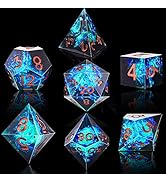 AUSTOR 7-Die DND Dice Set, Handmade Sharp Edge Polyhedral Dice for Dungeons and Dragons RPG MTG T...