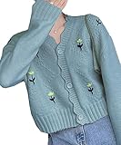 [Amulet] スカラップカーディガン 秋 冬 春 韓国ファッション 10代 20代 30代 レディース 可愛い おしゃれ デート服 長袖 シンプル ショート 花柄vl-6342-bl-f